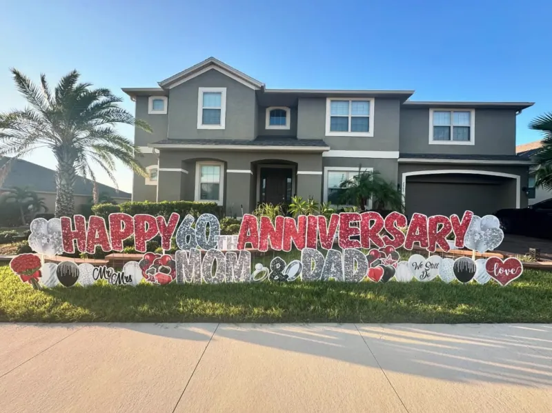 Anniversary yard greeting display