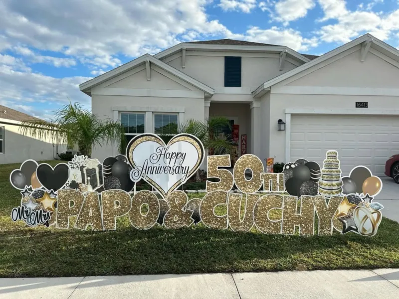 Anniversary yard greeting display
