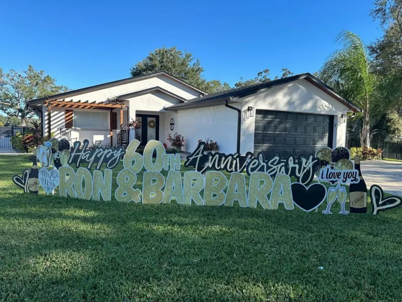 Anniversary yard greeting display