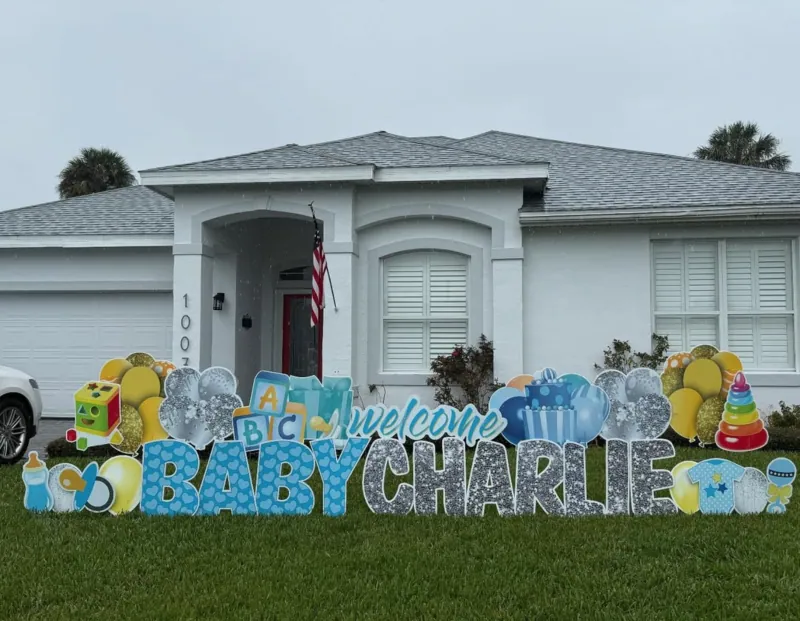 New baby yard greeting display