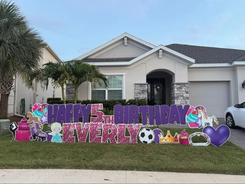 Birthday yard greeting display