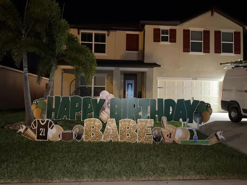Birthday yard greeting display