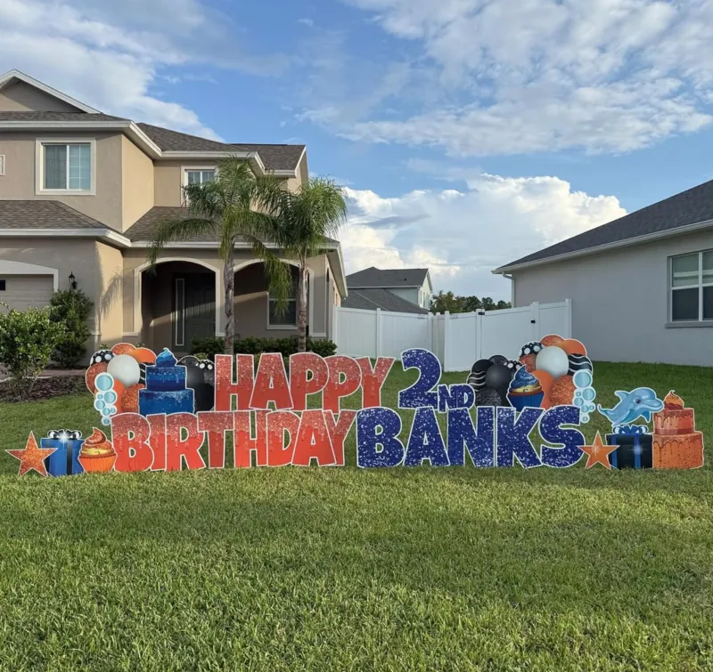Birthday yard greeting display