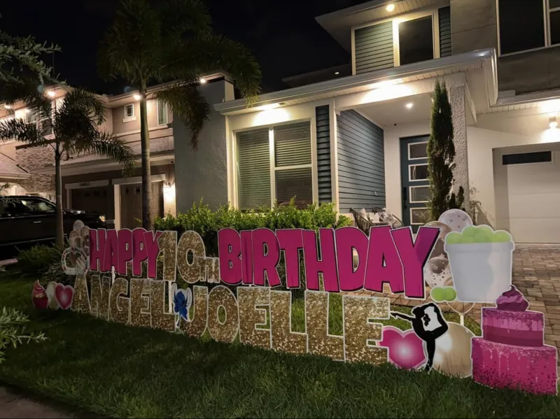 Birthday yard greeting display