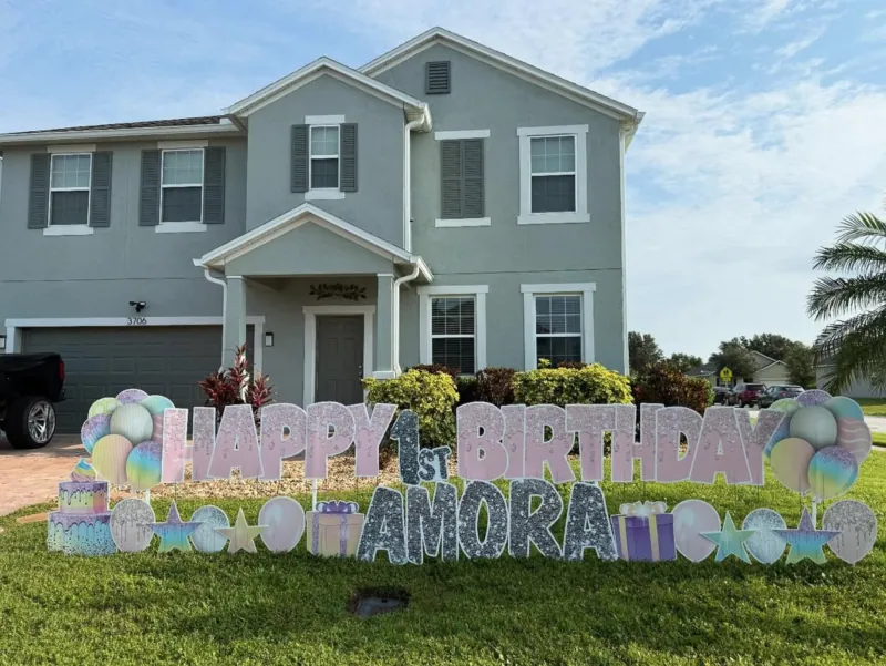 Birthday yard greeting display
