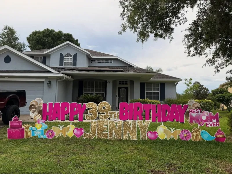 Birthday yard greeting display