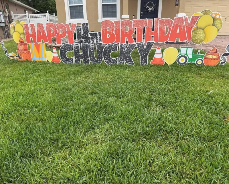 Birthday yard greeting display