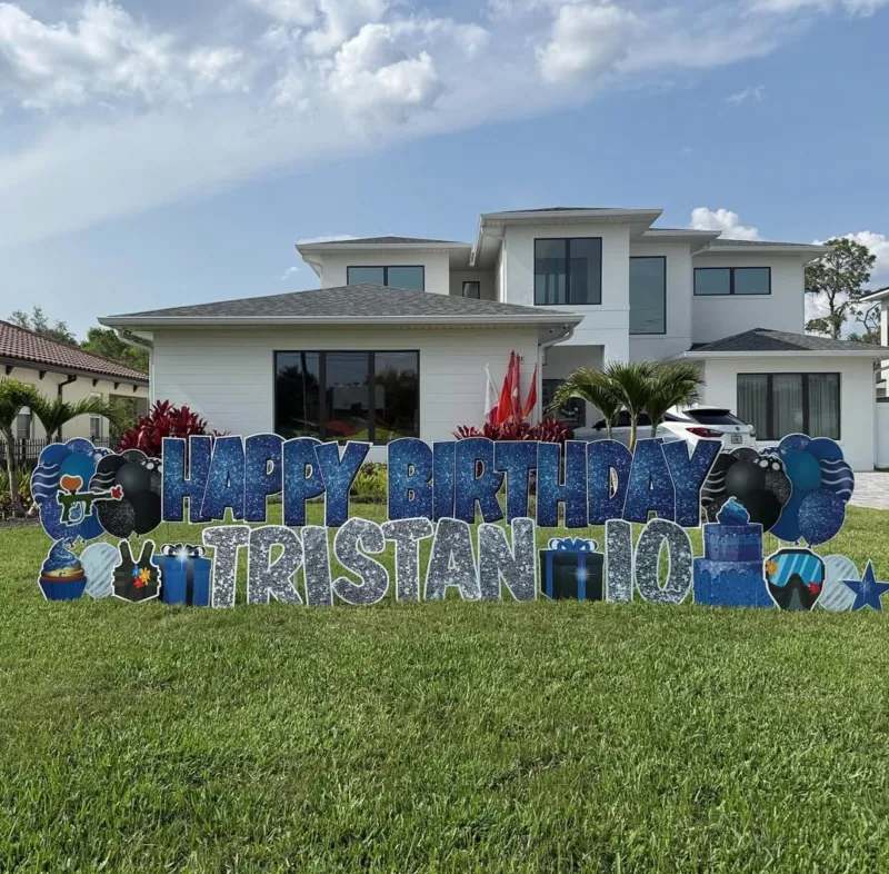 Birthday yard greeting display