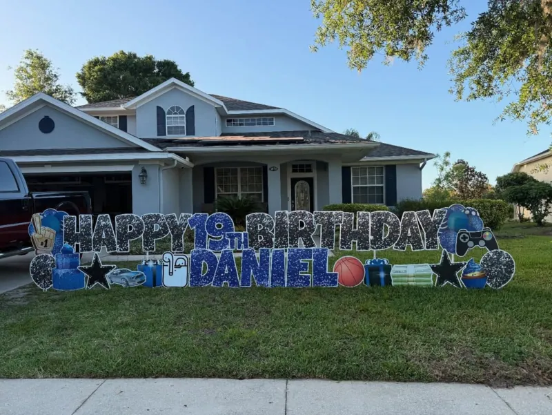 Birthday yard greeting display