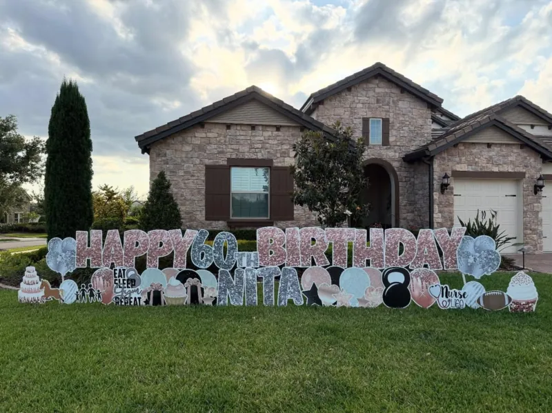 Birthday yard greeting display