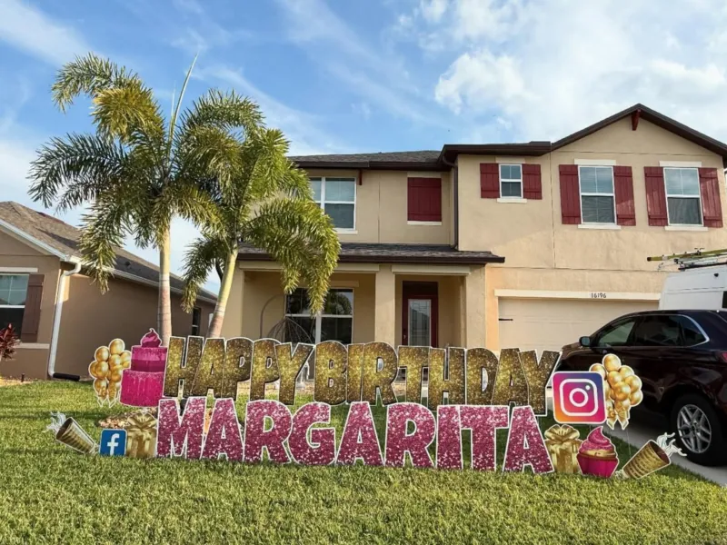 Birthday yard greeting display