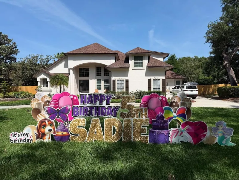 Birthday yard greeting display