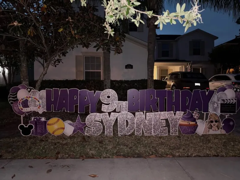 Birthday yard greeting display