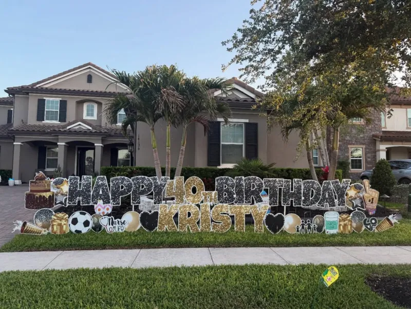 Birthday yard greeting display
