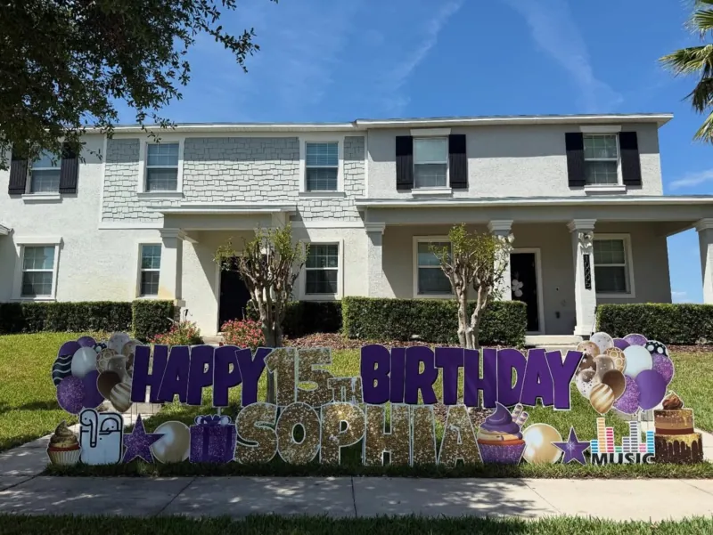 Birthday yard greeting display