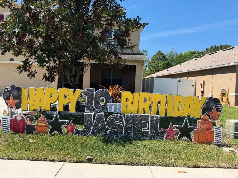 Birthday yard greeting display