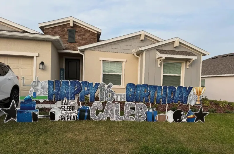 Birthday yard greeting display