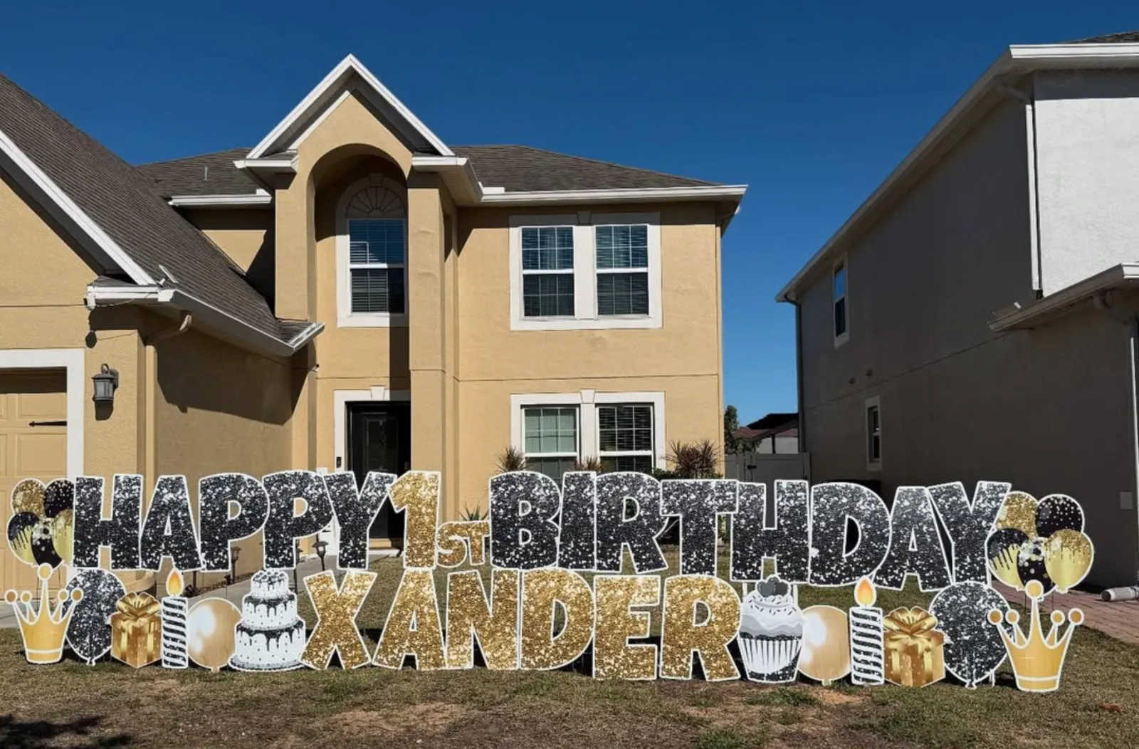 Birthday yard greeting display