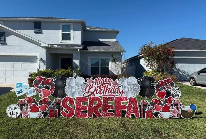 Birthday yard greeting display
