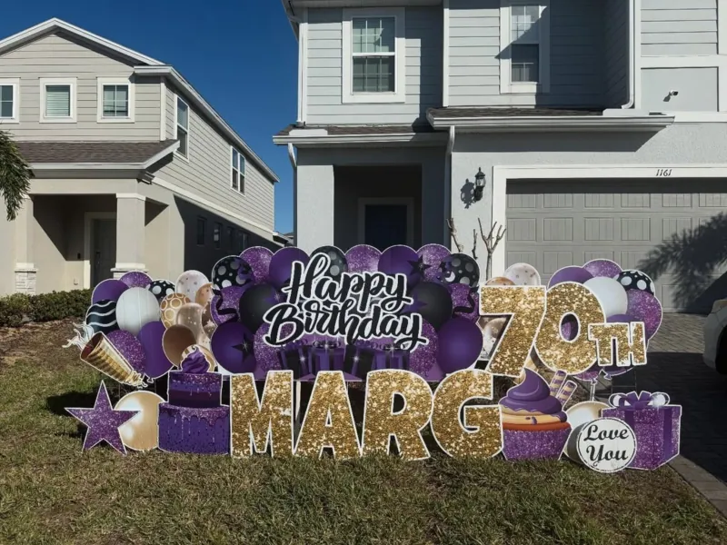 Birthday yard greeting display