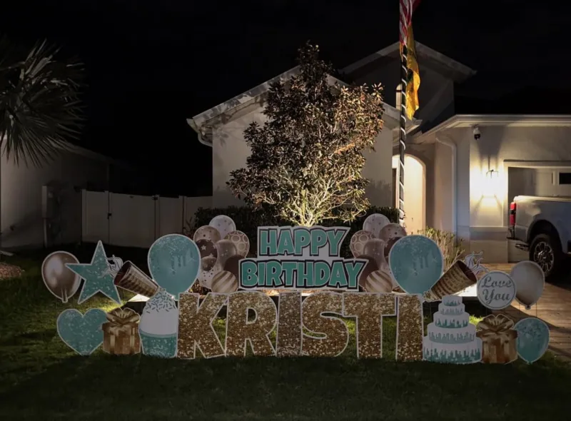Birthday yard greeting display