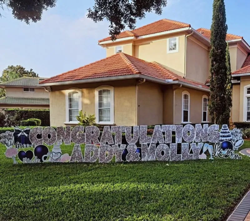 Just married yard greeting display